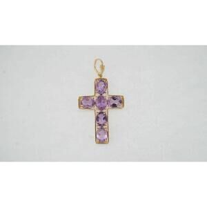 14K Yellow Gold Estate Amethyst Pendant 5.10 TCW Fine Jewelry